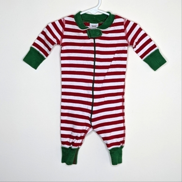 Hanna Andersson Christmas Stripe Footless Pajama Sleeper Organic 50 0-6m - Picture 1 of 3